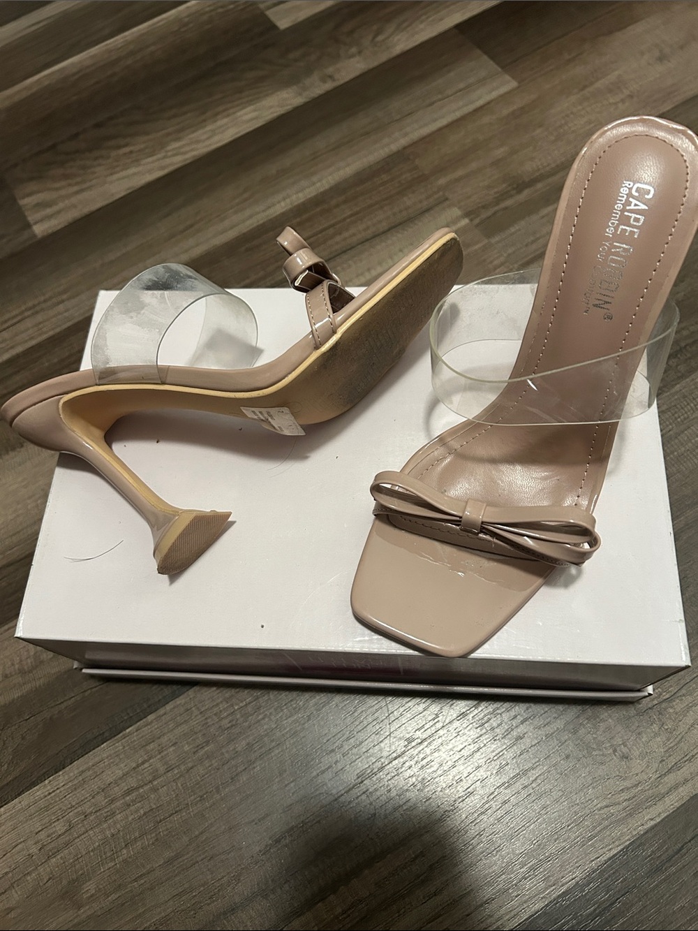 Cape Robbin Blush Nude Clear Strap Heeled Sandals